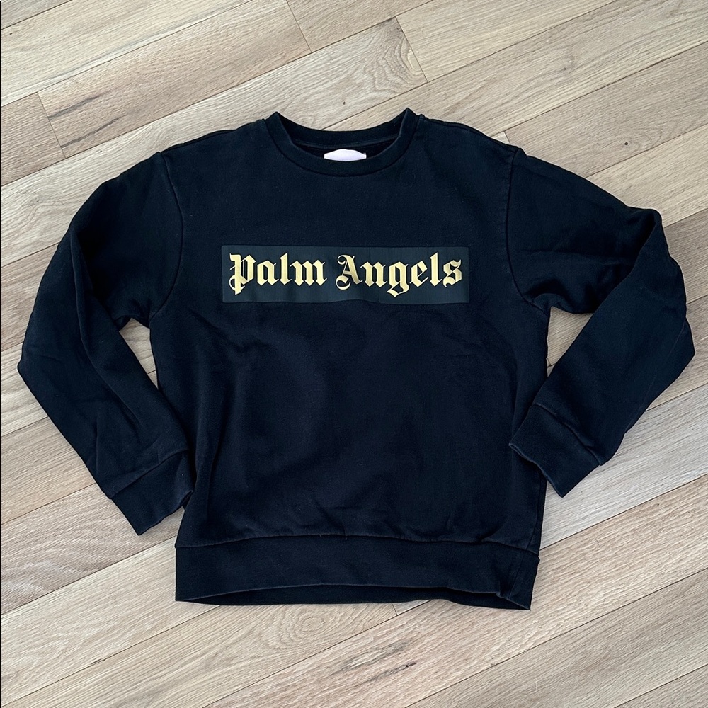 Palm Angels Black and Gold Crewneck Sweater